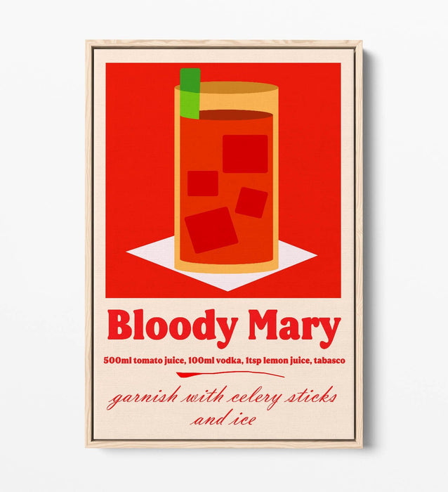 Bloody Mary Canvas Art - Premium Float Effect Cocktail Wall Decor Print