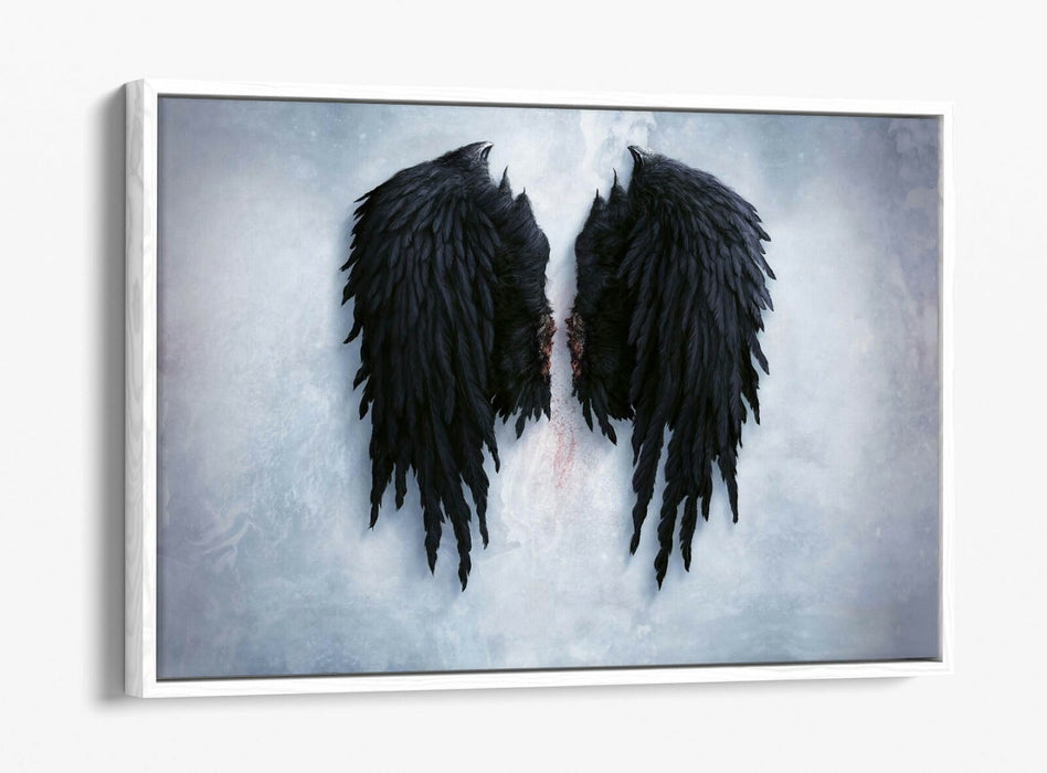 Angel Wings Canvas | Broken Fallen Black Wings Float Effect Wall Art