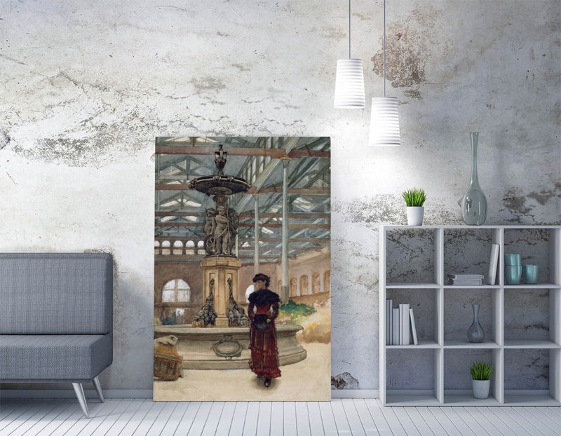 Canvas Wall Art - Walter Langley Old Market Hall Fountain Premium Print