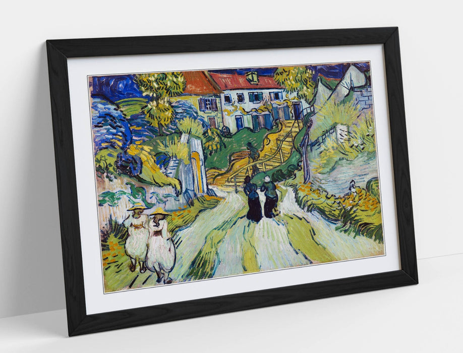 Framed Art Poster - Vincent Van Gogh Stairway At Auvers | Matte Paper Print UK Made