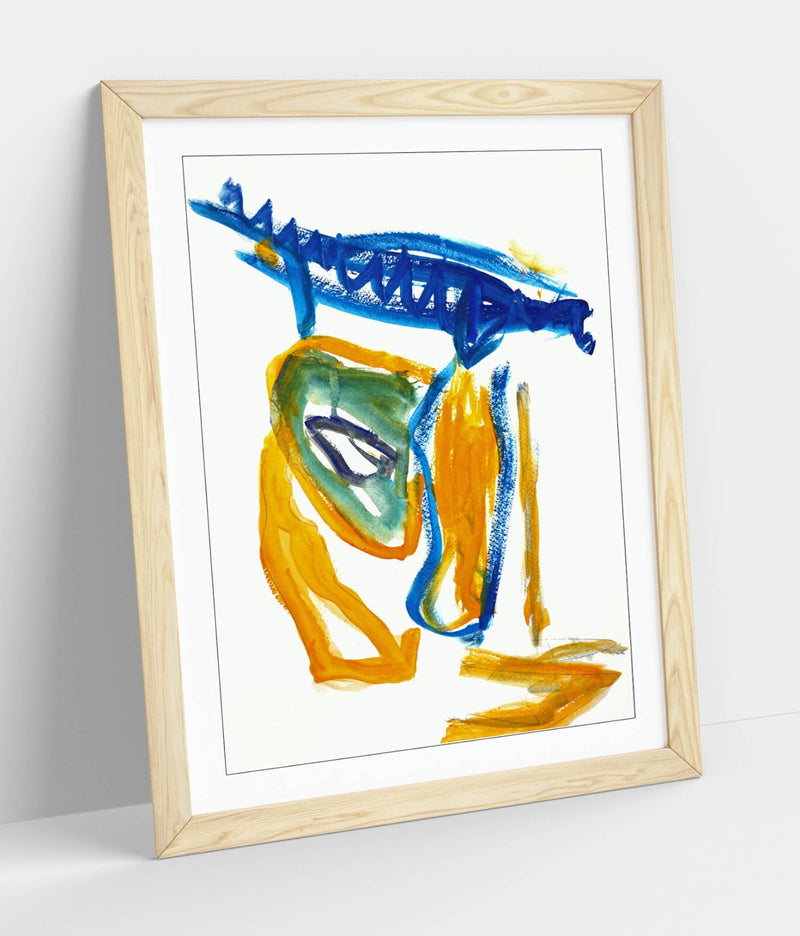 Framed Wall Art - Abstract Yellow Blue Poster Print | Handmade Wall Decor
