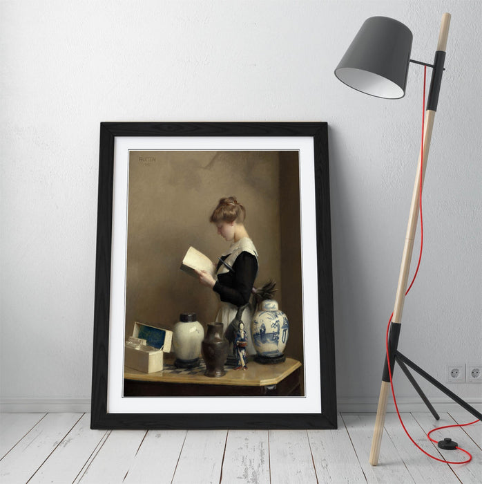 Framed Wall Art - William McGregor Paxton The House Maid Painting Print | Handmade UK Woodgrain Frame