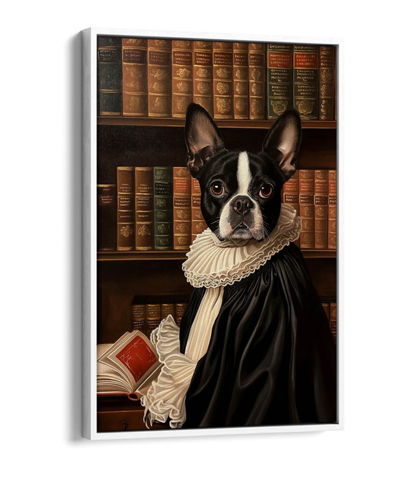 Boston Terrier Canvas Art - Funny Dog Portrait on Float Effect Canvas Print