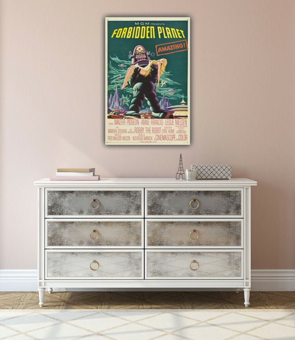 Forbidden Planet Canvas Art – Vintage Sci Fi Movie Poster on Archival Grade Canvas Wall Decor