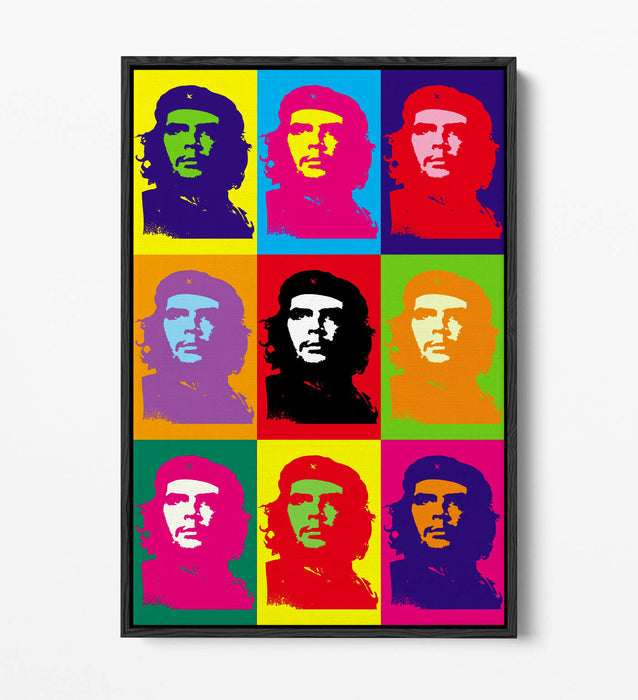 CHE GUEVARA COLOURFUL POP ART -FLOAT EFFECT CANVAS WALL ART PRINT