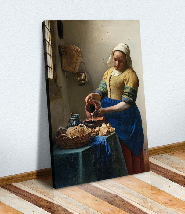 Canvas Wall Art – Vermeer The Milkmaid Baroque Framed Canvas Print 30mm Deep Edge