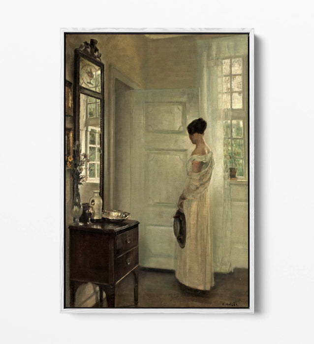 CARL HOLSOE, SALON INTERIOR WITH WOMAN -FLOAT EFFECT CANVAS WALL ART PIC PRINT