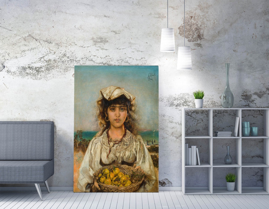 Canvas Wall Art - Anton Romako Italian Girl Print, Handmade Premium Varnish Finish