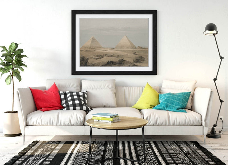 Framed Wall Art – Pyramids Of Giza Print With Wood Grain Frame | Handmade UK Poster