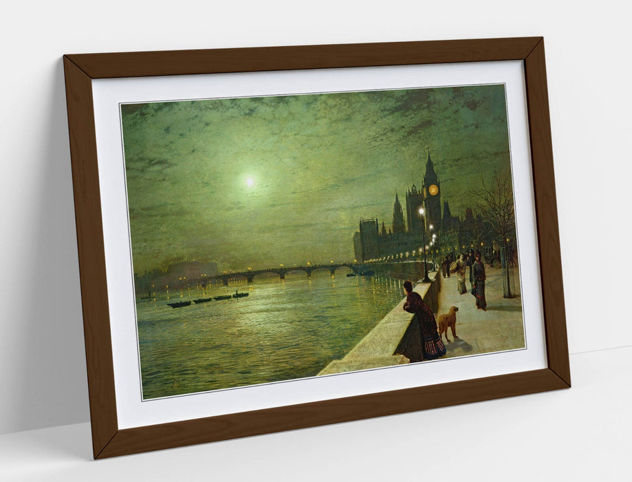 Framed Art Poster – John Atkinson Grimshaw Thames Print | Woodgrain Frame, Matte Paper