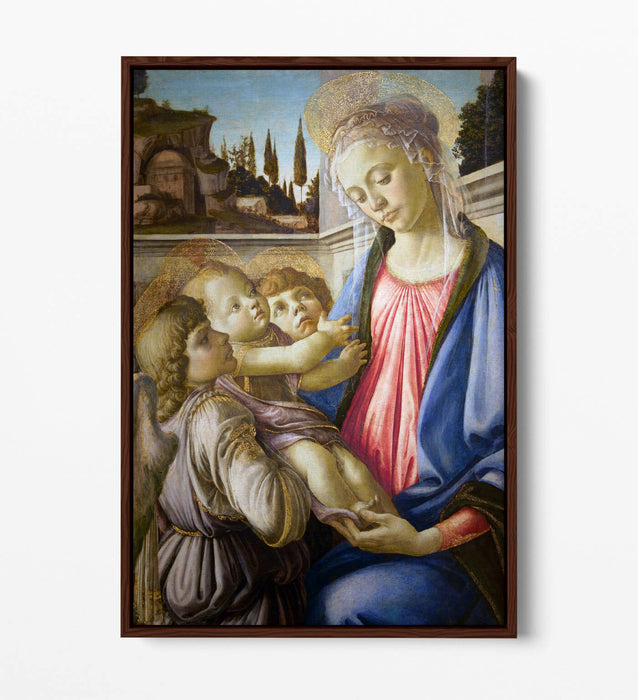 SANDRO BOTTICELLI, VIRGIN & CHILD WITH TWO ANGELS -FLOAT EFFECT CANVAS ART PRINT