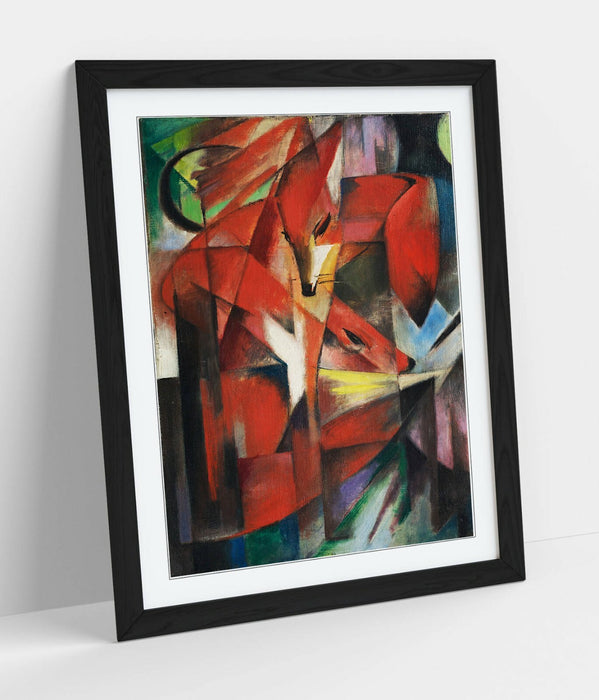 Framed Art Poster - Franz Marc The Foxes Artwork With Woodgrain Frame | Ready To Hang