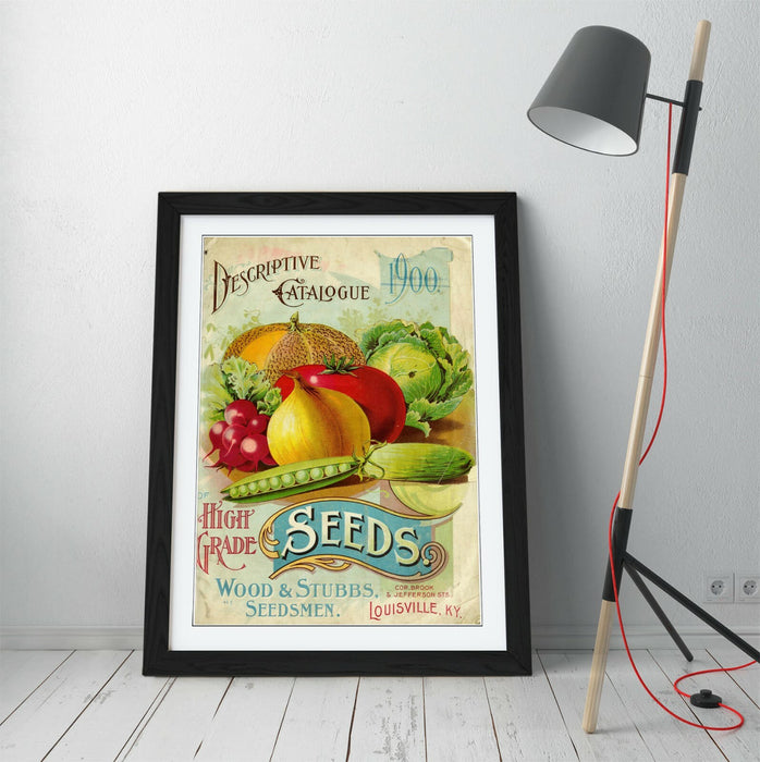 QUIRKY VINTAGE SEEDS ADVERTISEMENT ART POSTER -FRAMED WALL ART PICTURE PRINT