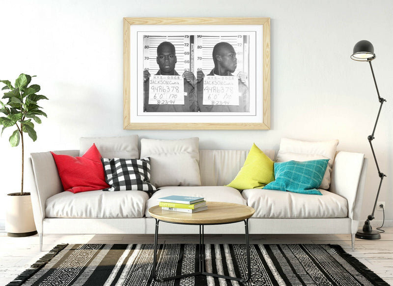 Framed Poster Art – 50 Cent Mugshot Print in Black and White, Ready to Hang