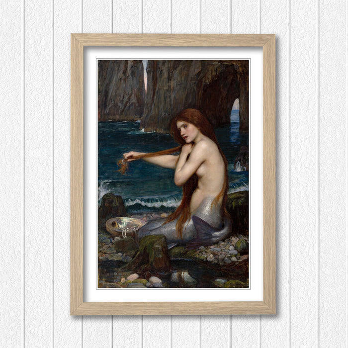 JOHN WILLIAM WATERHOUSE MERMAID FRAMED ART POSTER PAINTING PRINT 4 SIZES