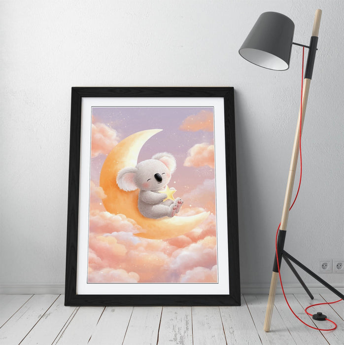 Baby Koala Wall Art – Framed Kids Bedroom Poster | Nursery Room Decor Print