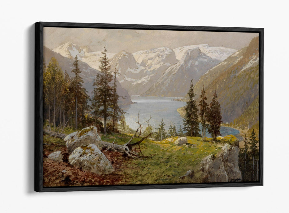 Canvas Wall Art - GEORG JANNY Hallstatt Lake Float Effect Canvas Print