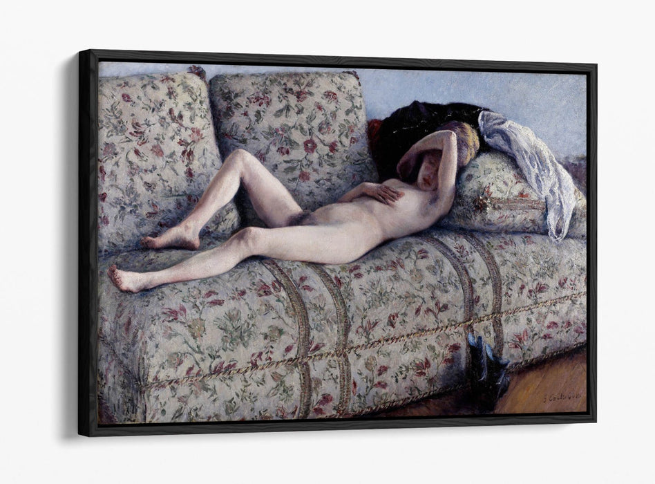 Canvas Wall Art | Nude On Couch By Gustave Caillebotte | Handmade UK Float Effect