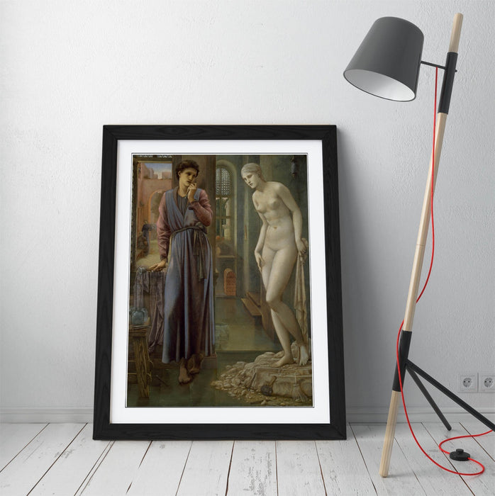 Framed Wall Art Poster – Edward Burne Jones Pygmalion Art Print with Woodgrain Frame