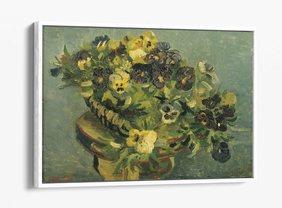 VINCENT VAN GOGH, BASKET WITH VIOLETS -FLOAT EFFECT CANVAS ART PRINT