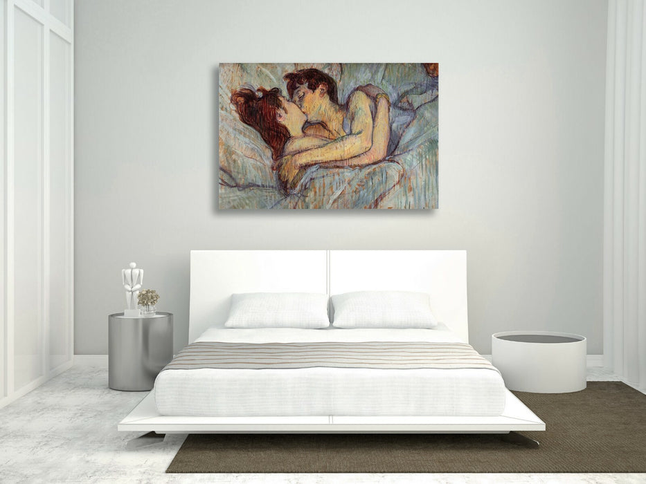 Henri Lautrec In bed the Kiss Love CANVAS WALL ART PRINT PAINTING FRAMED