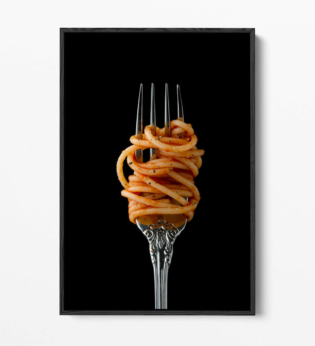 Canvas Wall Art - Spaghetti Fork Cooking Kitchen Print | Float Effect Canvas