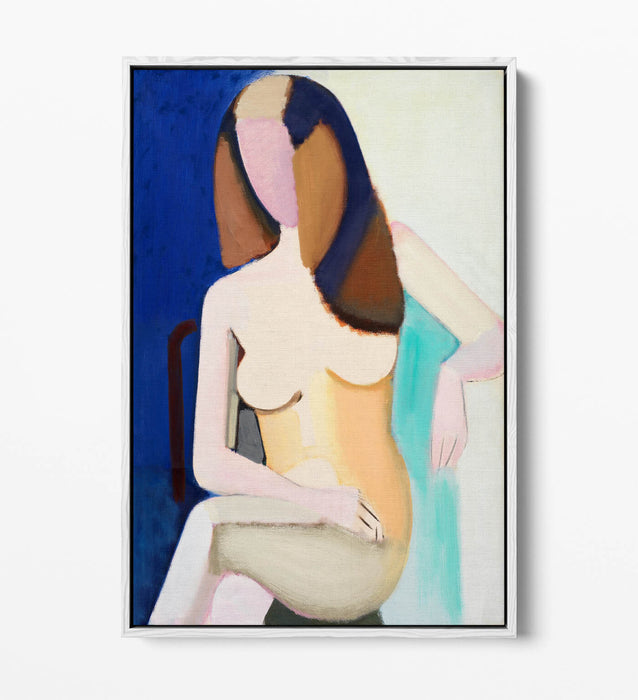 Float Effect Canvas Art – Seated Female Model | Premium Frame, Vibrant Color Prints