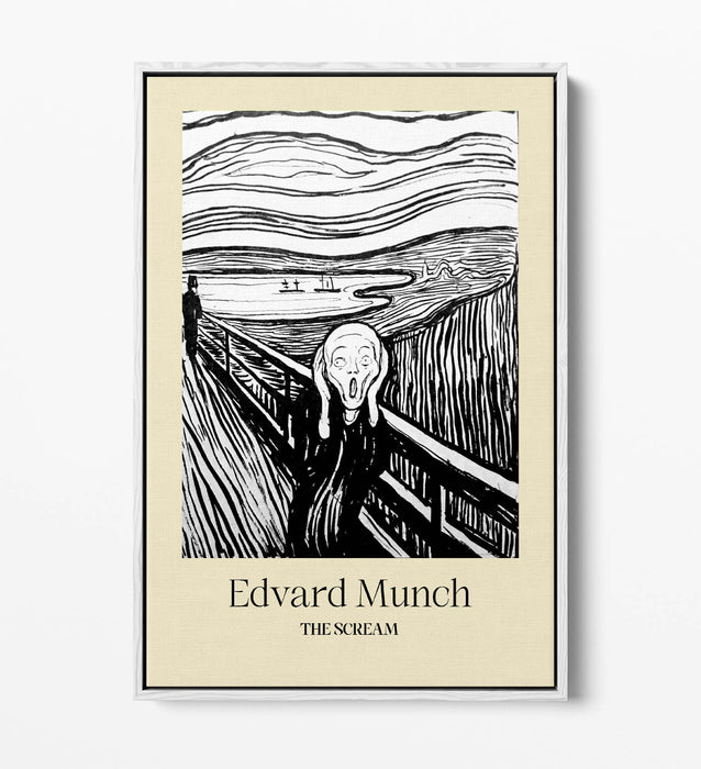 EDVARD MUNCH, THE SCREAM LITHOGRATH POSTER -FLOAT EFFECT CANVAS WALL ART PRINT