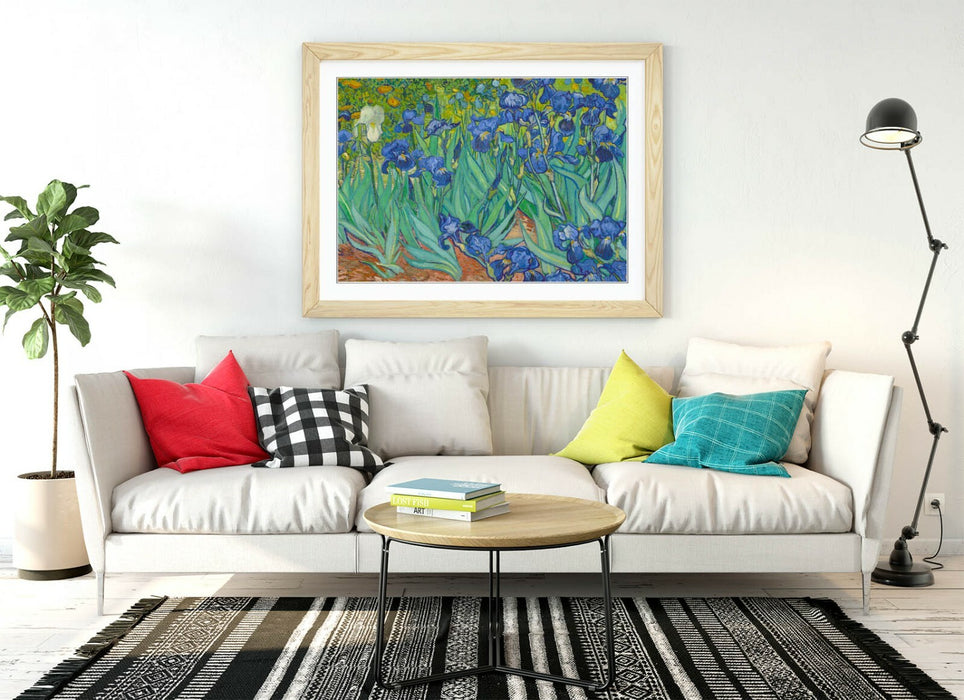 VAN GOGH IRISES -ART FRAMED POSTER PICTURE PRINT ARTWORK- BLUE GREEN