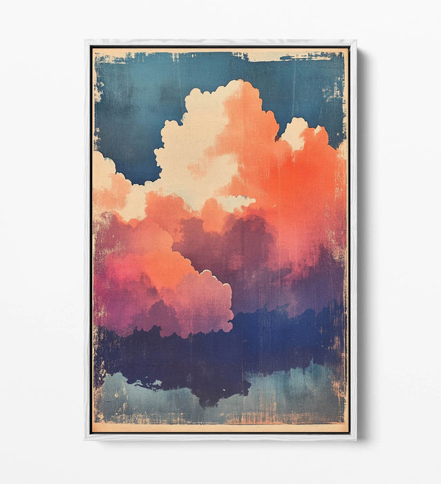 Canvas Wall Art - Pink Clouds On Blue Sky | Float Effect, Ready To Hang