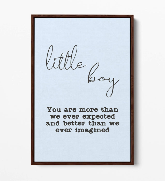 "LITTLE BOY" NURSERY BABY ROOM QUOTE SLOGAN -FLOAT EFFECT CANVAS WALL ART PRINT