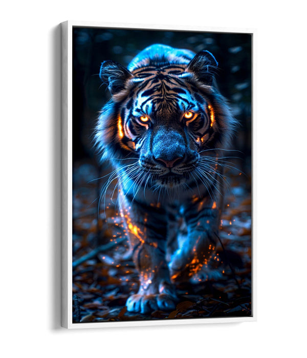 Glowing Tiger Canvas - Orange Animal Wall Art | Float Effect Canvas Print