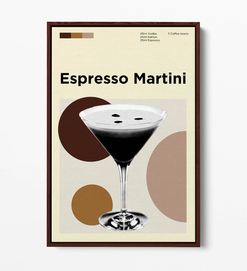 Espresso Martini Poster - Funky Cocktail Decor | Float Effect Canvas Wall Art