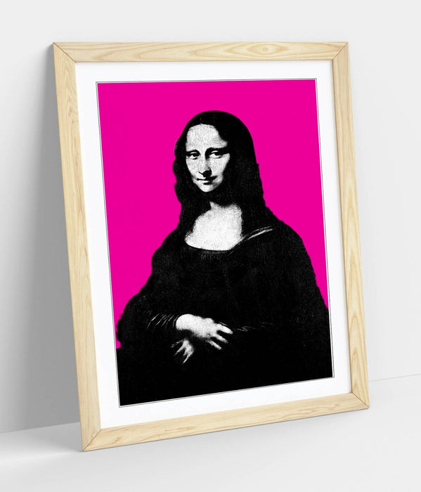 MONA LISA DA VINCI POP ART HOT PINK BACKGROUND -FRAMED WALL ART PICTURE PRINT