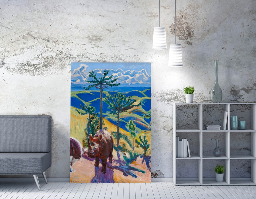 Canvas Wall Art | AskelI Gallen-Kallela Rhino Print with Vibrant Colors