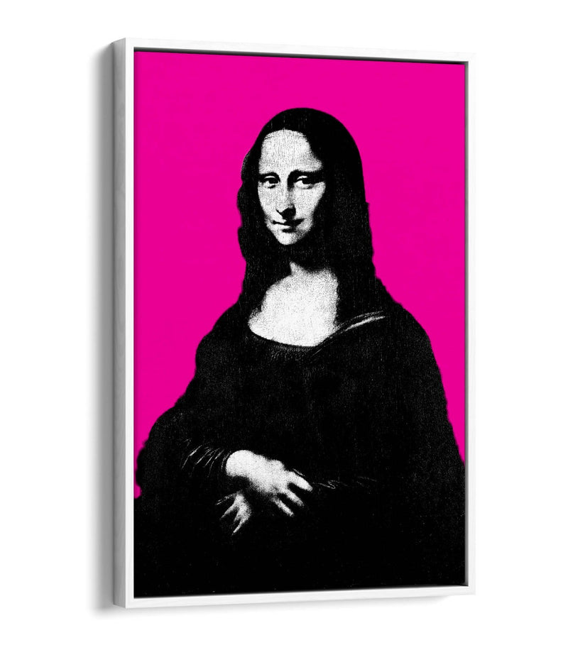 Pop Art Canvas - Mona Lisa Print With Hot Pink Float Effect Frame | Vibrant Wall Art