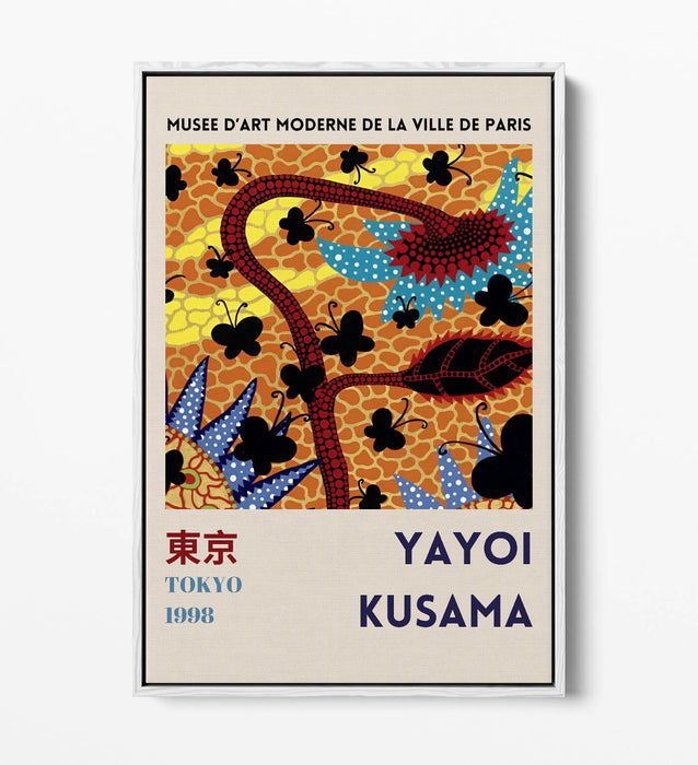 YAYOI KUSAMA FLOWER FLORAL CONTEMPORARY DECOR FLOAT EFFECT CANVAS ART PRINT