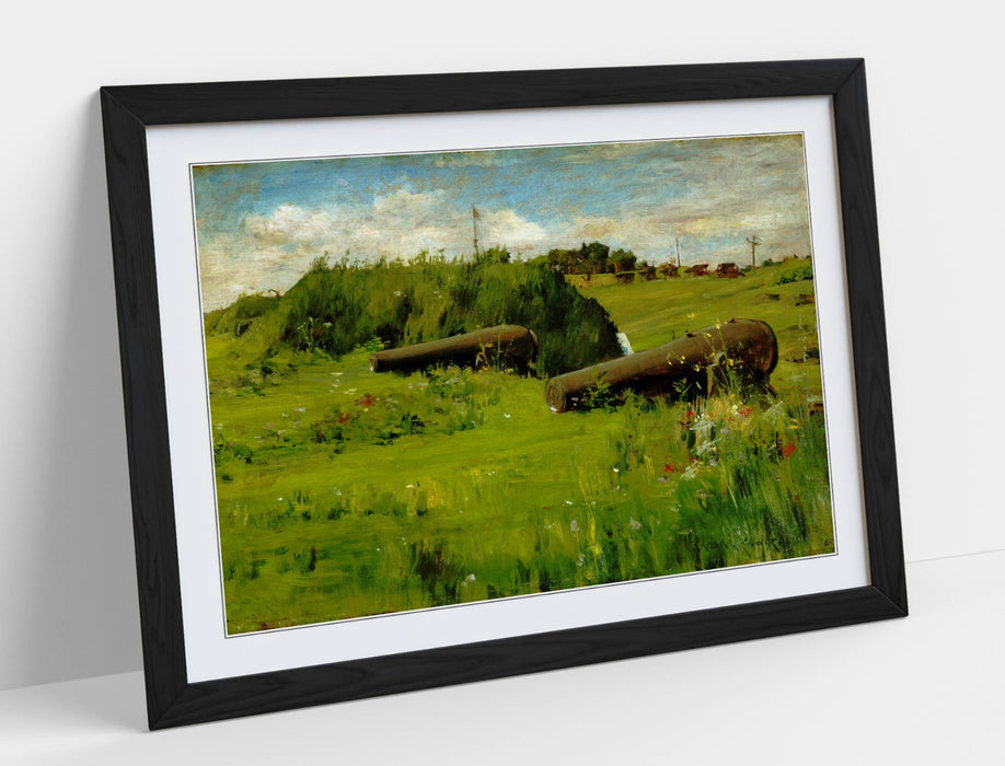 Framed Art Poster - William Merritt Chase Peace At Fort Hamilton Print With Woodgrain Frame
