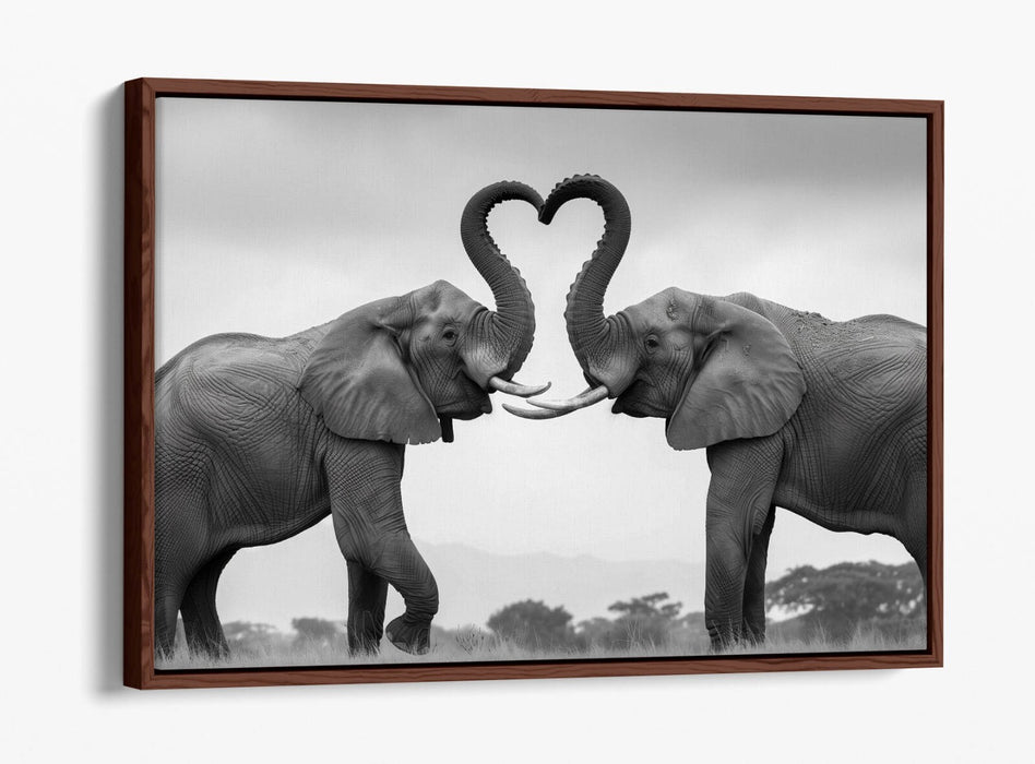 Black And White Canvas Art – Elephant Wall Decor With Heart Home Decoration