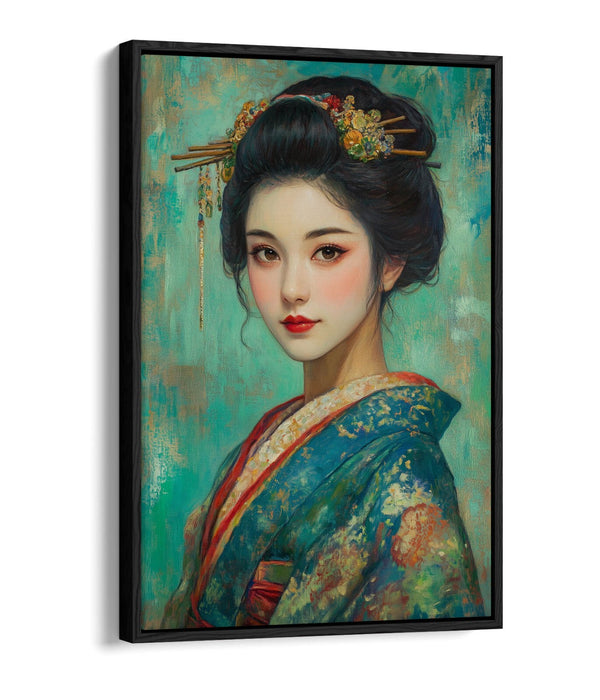 Geisha Canvas Wall Art - Traditional Japanese Art On Float Effect Canvas Frame