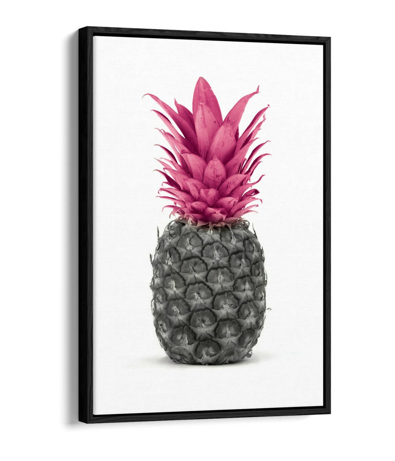 Canvas Wall Art - Pink Pineapple Float Effect | Handmade Black White Graffiti Print