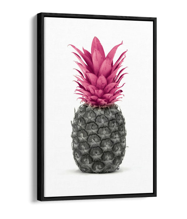 Canvas Wall Art - Pink Pineapple Float Effect | Handmade Black White Graffiti Print