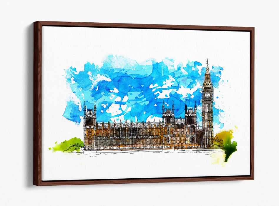 Canvas Wall Art Print – Westminster Abbey London Watercolour Float Effect