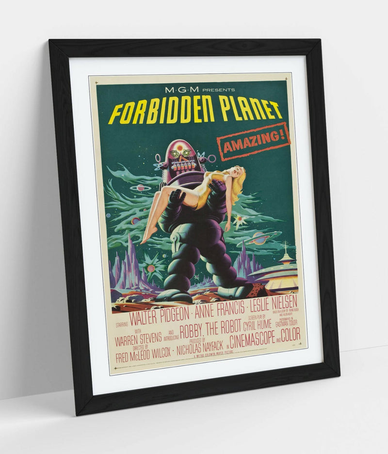 Vintage Sci Fi Poster - Handmade Framed Wall Art | Forbidden Planet Art Print