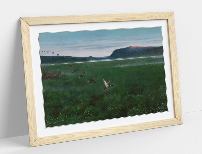 Framed Wall Art - Theodor Kittelsen Wild Ducks Painting | Matte Paper Print