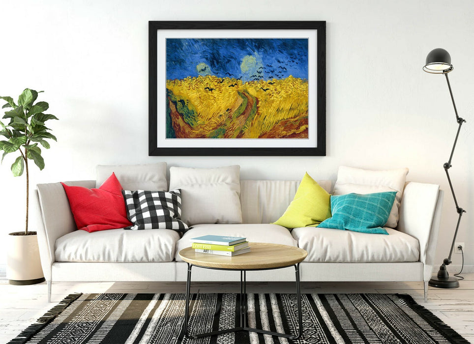 VAN GOGH WHEATFIELD WITH CROWS -ART FRAMED POSTER PICTURE PRINT ARTWORK- BLUE