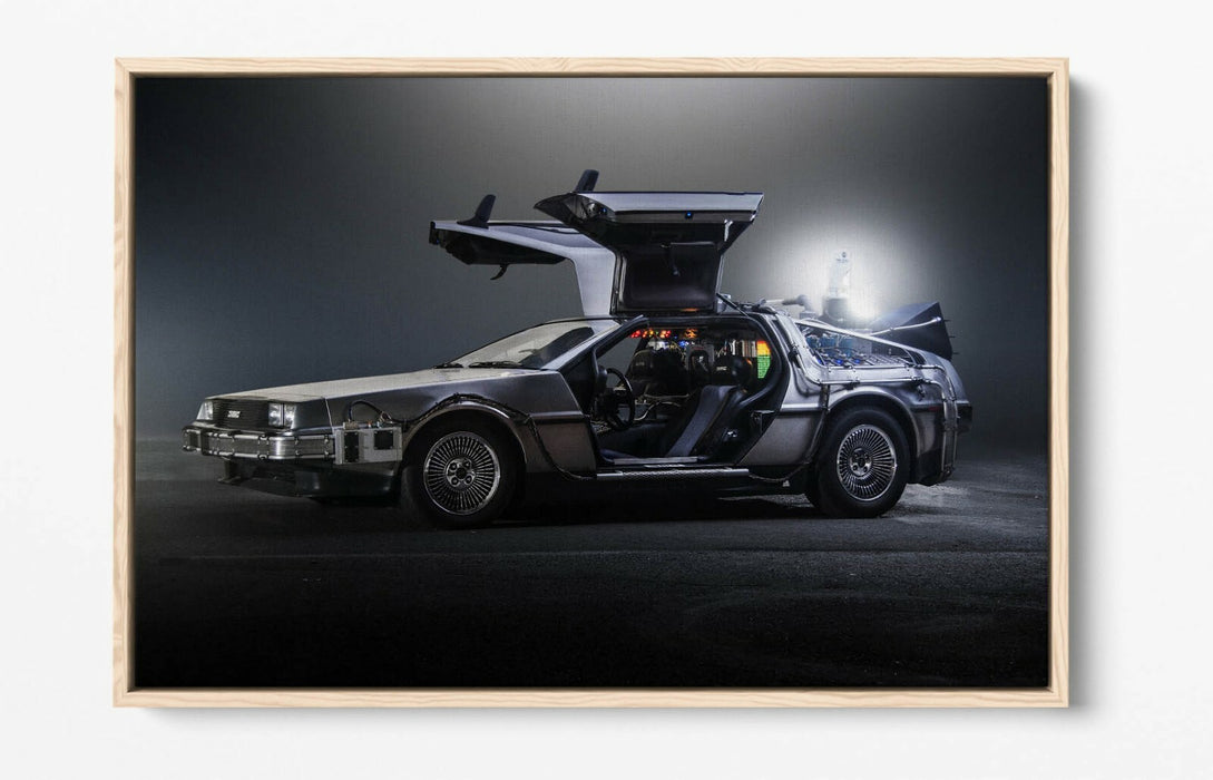 De Lorean Canvas Art – Back to the Future Print | Float Effect, Ready to Hang