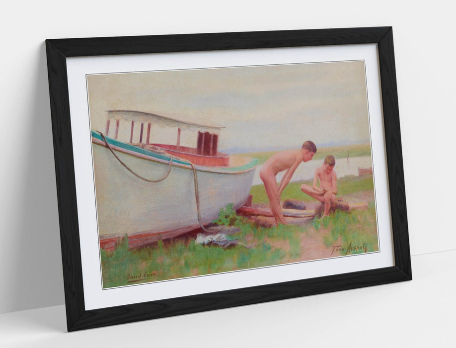 Framed Wall Art Poster - Thomas Anshutz Sand Burr Painting Print with Natural Wood Grain Frame
