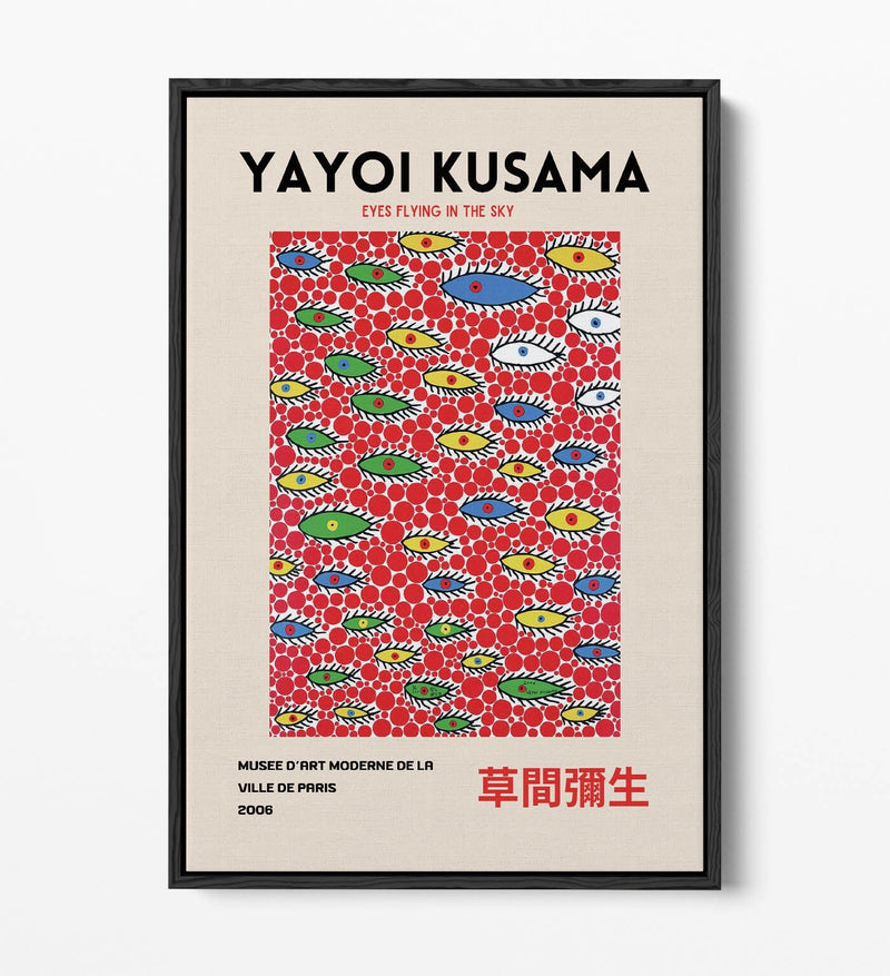 Abstract Canvas Art - Yayoi Kusama Eyes Painting | Float Effect Canvas Print