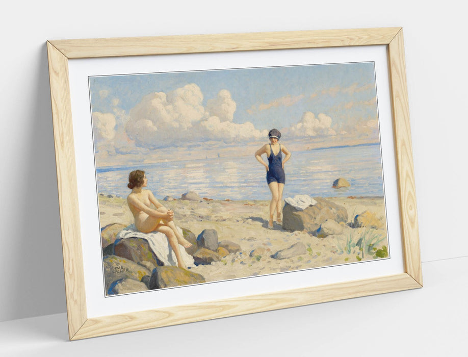 Framed Wall Art – Paul Fischer On The Beach Poster Print | Handmade UK Woodgrain Frame